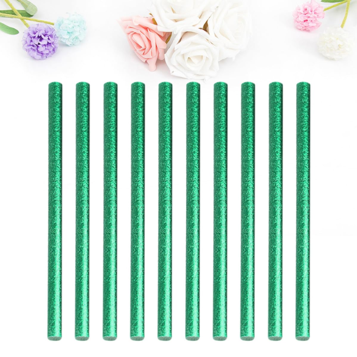 Luxshiny 100pcs Hot Melt Glue Sticks 7mm Fast Adhesion Resin Sticks for Drawing Decoration Strong Film Toughness Green for Wood and Fiber Crafts