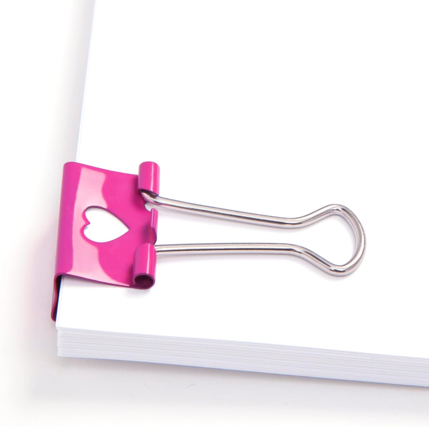 Rapesco 1426 32 mm Foldback Heart Emoji Clip - Hot Pink, Pack of 20