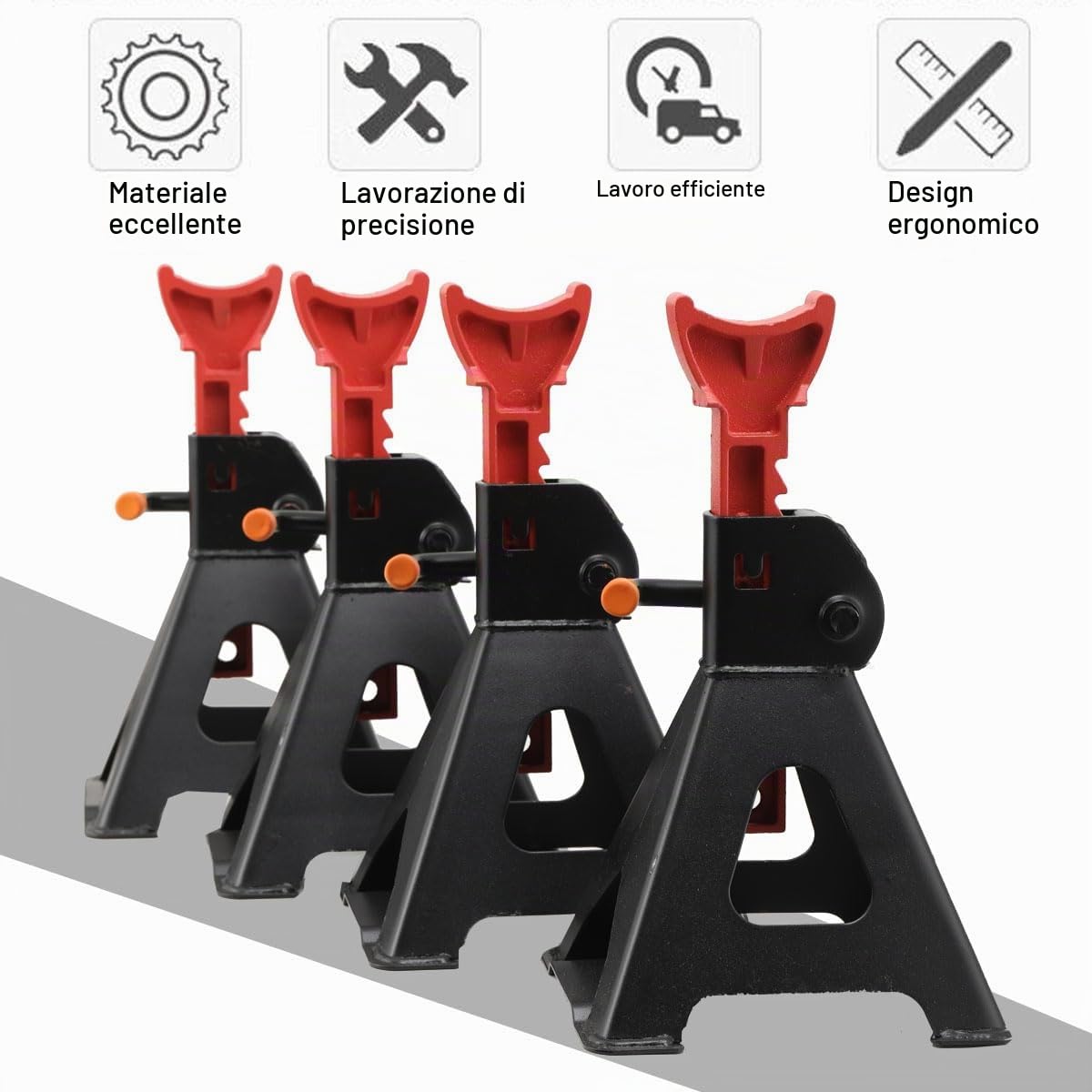 4 Pezzi Cavalletti di Supporto, Cavalletti per Auto Cric capacità 3T Supporto per Roulotte, Altezza Regolabili 275-415 mm, Cavalletti di Sostegno per Veicoli, Auto, SUV, Caravan