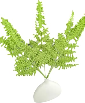 Handmade Fern Leaf, 5pcs Crochet Artificial Ferns Fake Plants, Knitted Faux Fern Leaves Plant for DIY Bouquets, Wedding, Home, Office and Party Decoration