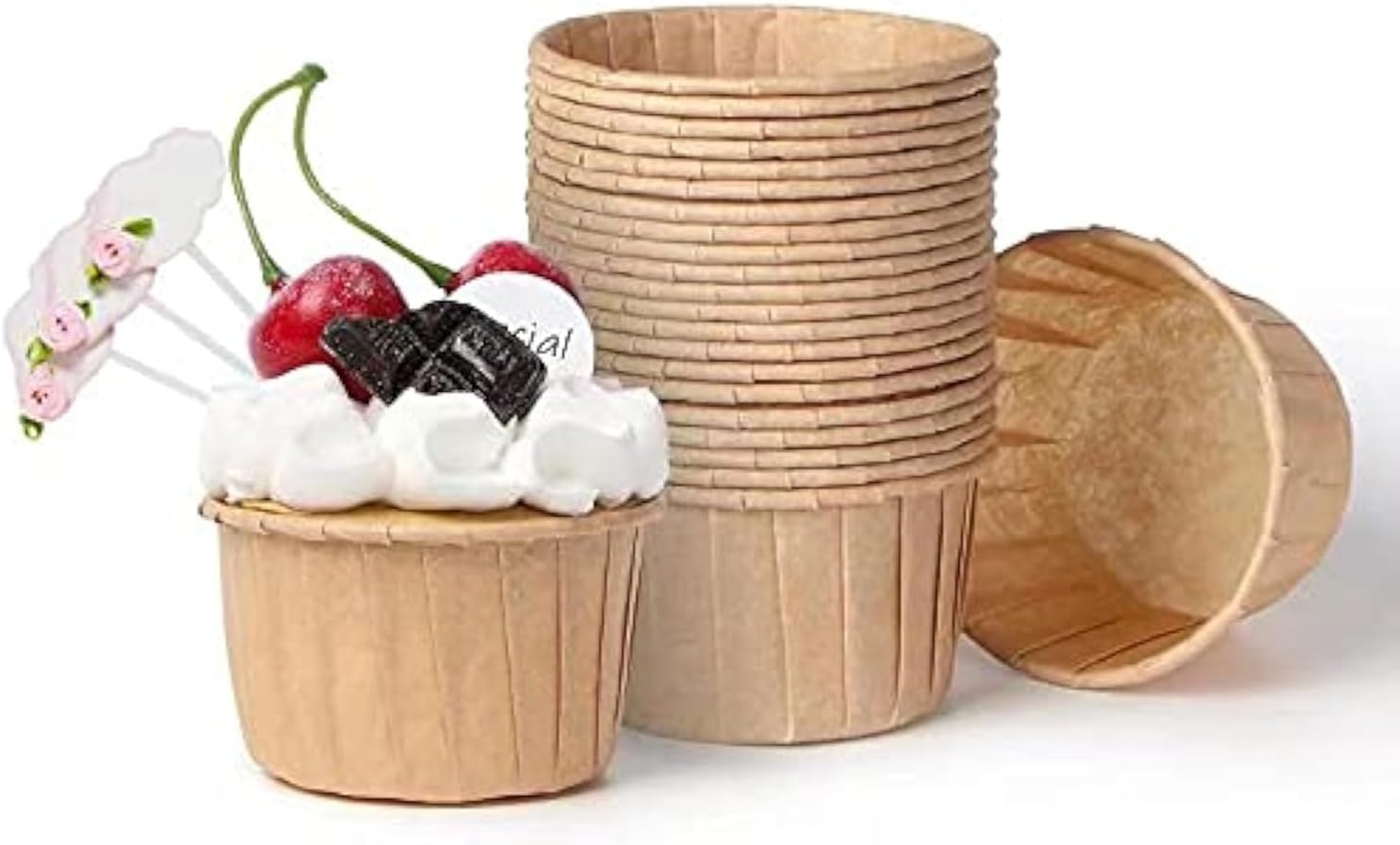 White Cupcake Liners, 100pcs Muffin Baking Cups,Ramekin Holders, Heavy Duty Oil-proof Wrappers for Wedding,Birthday,Party,Baby Showers,Gift for Valentine's Day