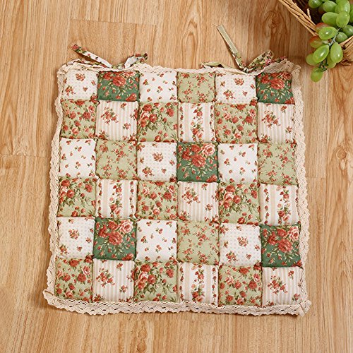 Almohadillas para silla, cuadradas para atar el asiento del patio, comedor, jardín, silla de cocina, cojín, 40 cm x 40 cm Tamaño libre verde