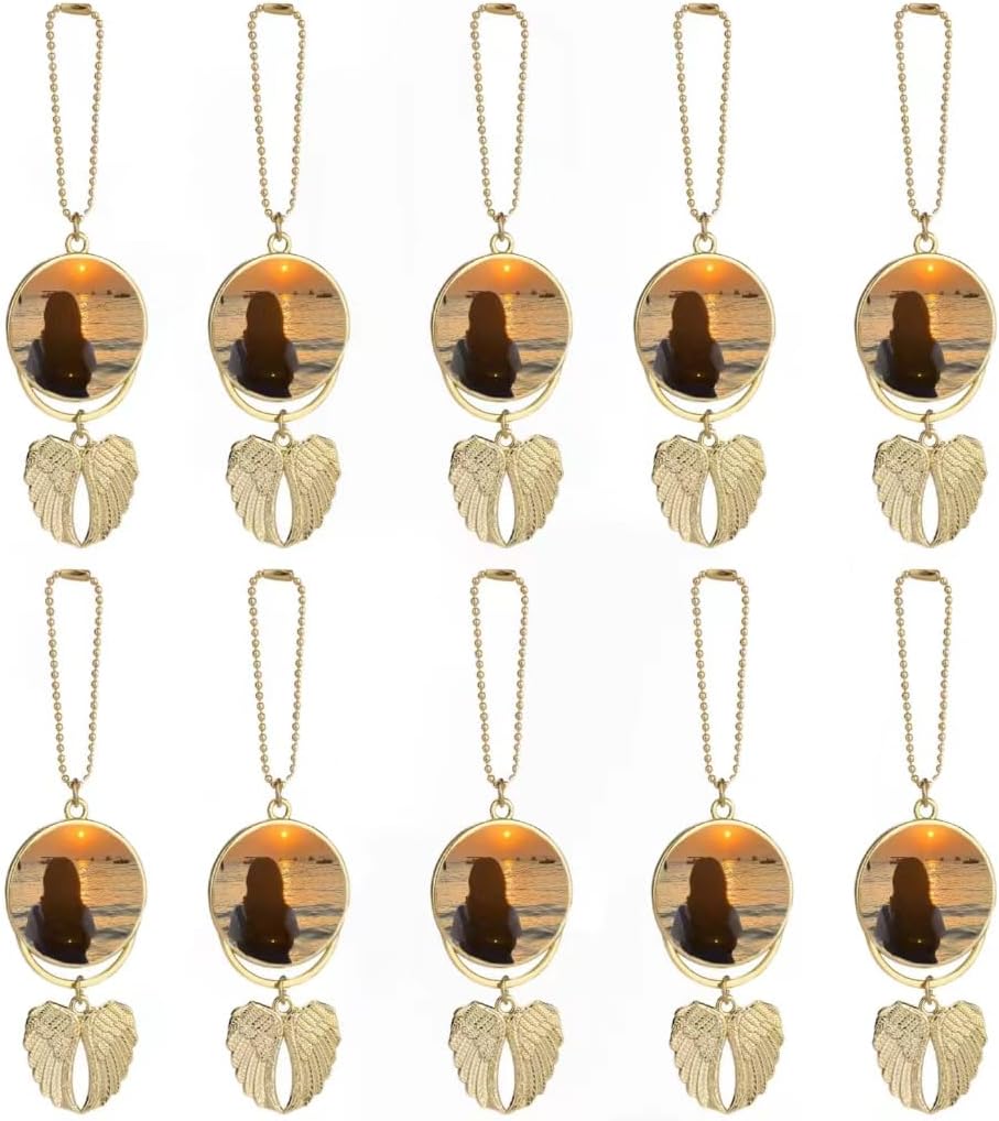 Double-Sided Metal Sublimation Keychain Blanks, DIY Sublimation Printing Blanks for Car Hanging Ornaments, Craft Supplies, Sublimation Ornament Blanks（10 PCS Gold）