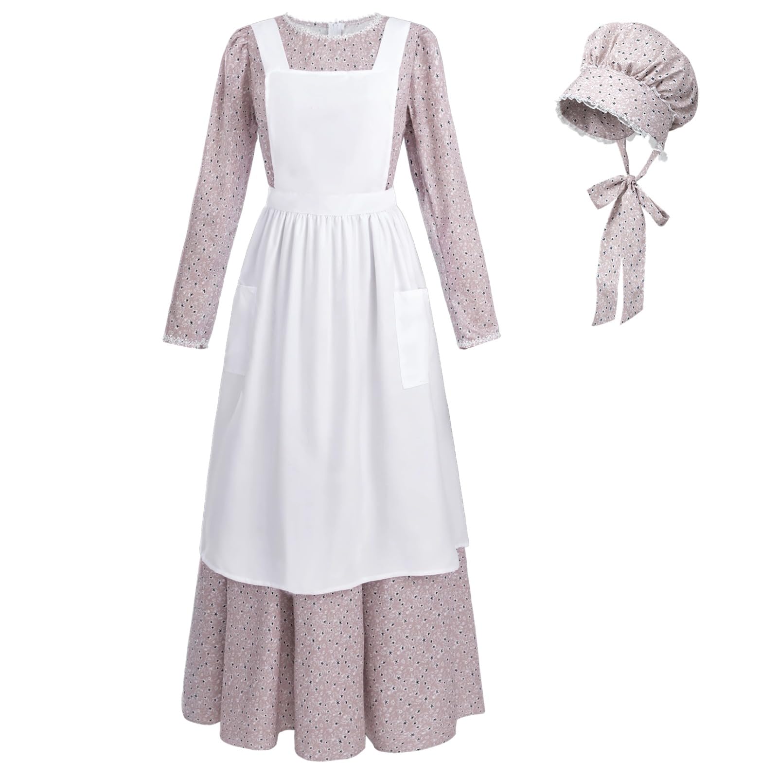 NSPSTT Prairie Dress Women Pioneer Dress Colonial Costume Women Amish Old Fashioned Floral Dresses
