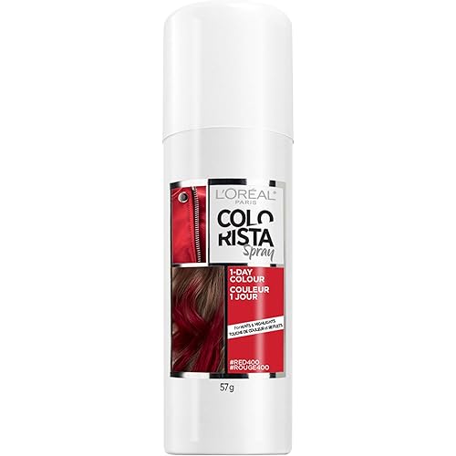 L'Oreal Paris Colorista 1-Day Washable Temporary Hair Color Spray, Red, 2 Ounces