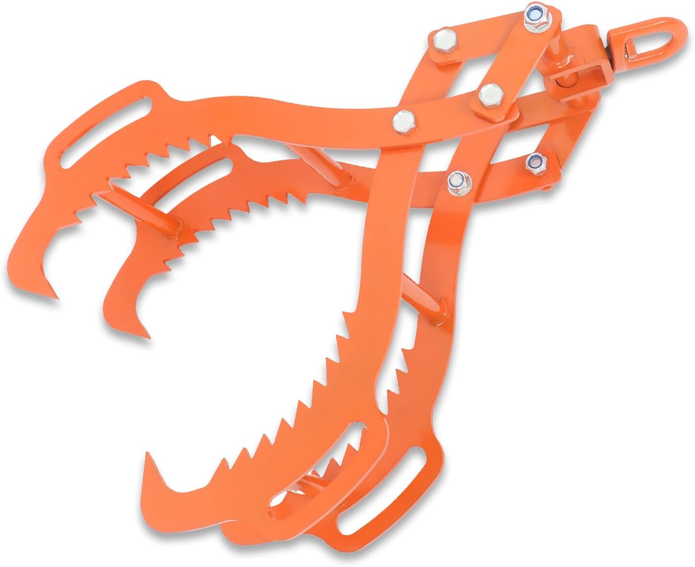 Silscvtt 28 inch Steel Log Grapple Hook with 4 Claws Capacity Logging Tongs Orange