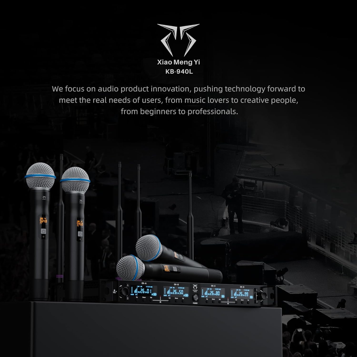 4-Channel Wireless Microphone System, 4 Handheld Dynamic Mic, 200 UHF Frequencies, Auto Scan, 400ft Long Range, Suitable for Singing, Karaoke, Wedding, Performance - Image 2