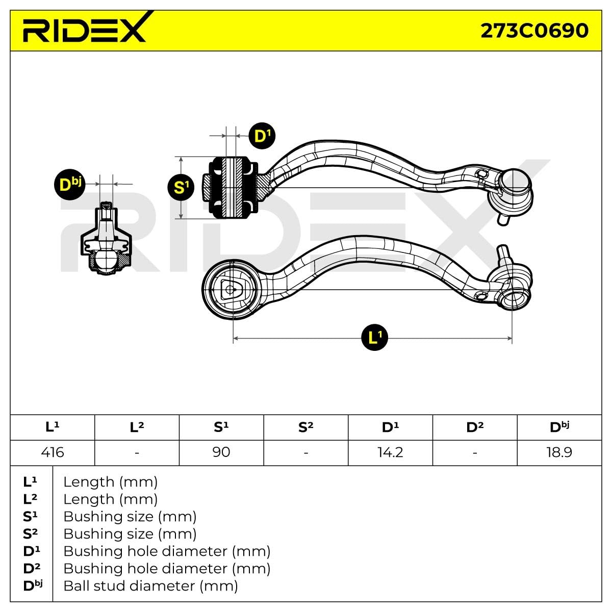 RIDEX 273C0690 Braccio oscillante sospensione ruota Anteriore Sinistra con cuscinetto in gomma con dado Compatibilità con BMW X5 E70