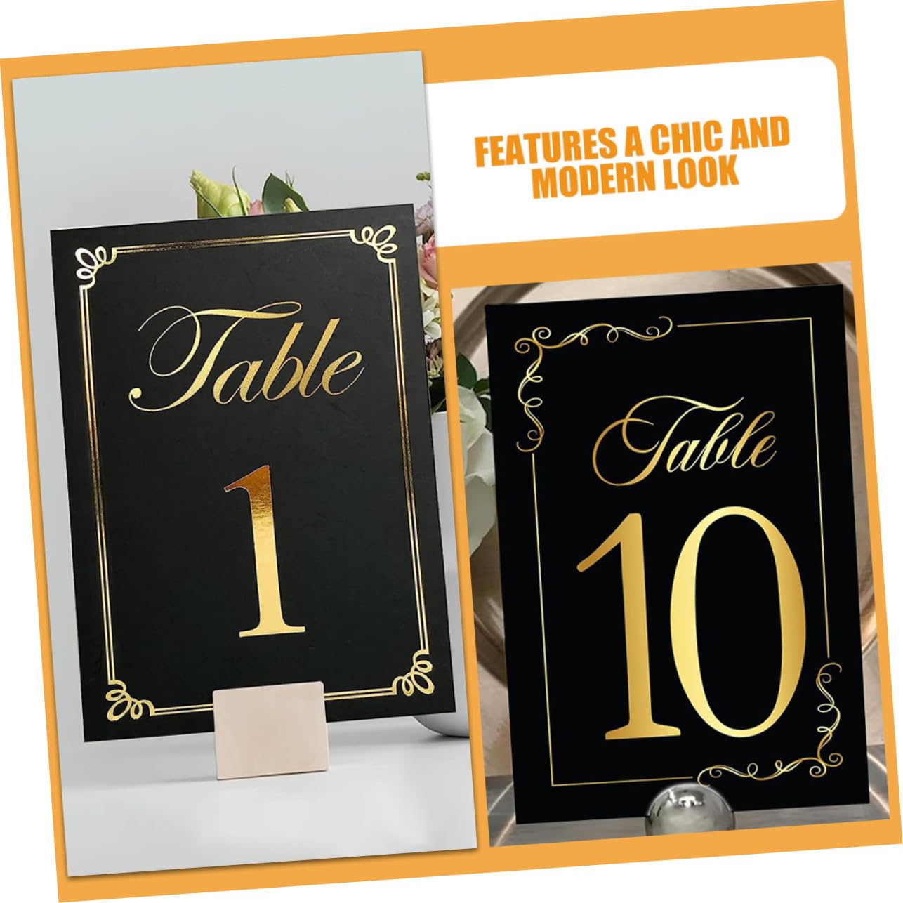 COLLBATH Gruppentischkarten Elegante Tischkarten aus Papierkarton 30 Stück Tischnummern für Hochzeit und Hauswarming Schwarz Stabil