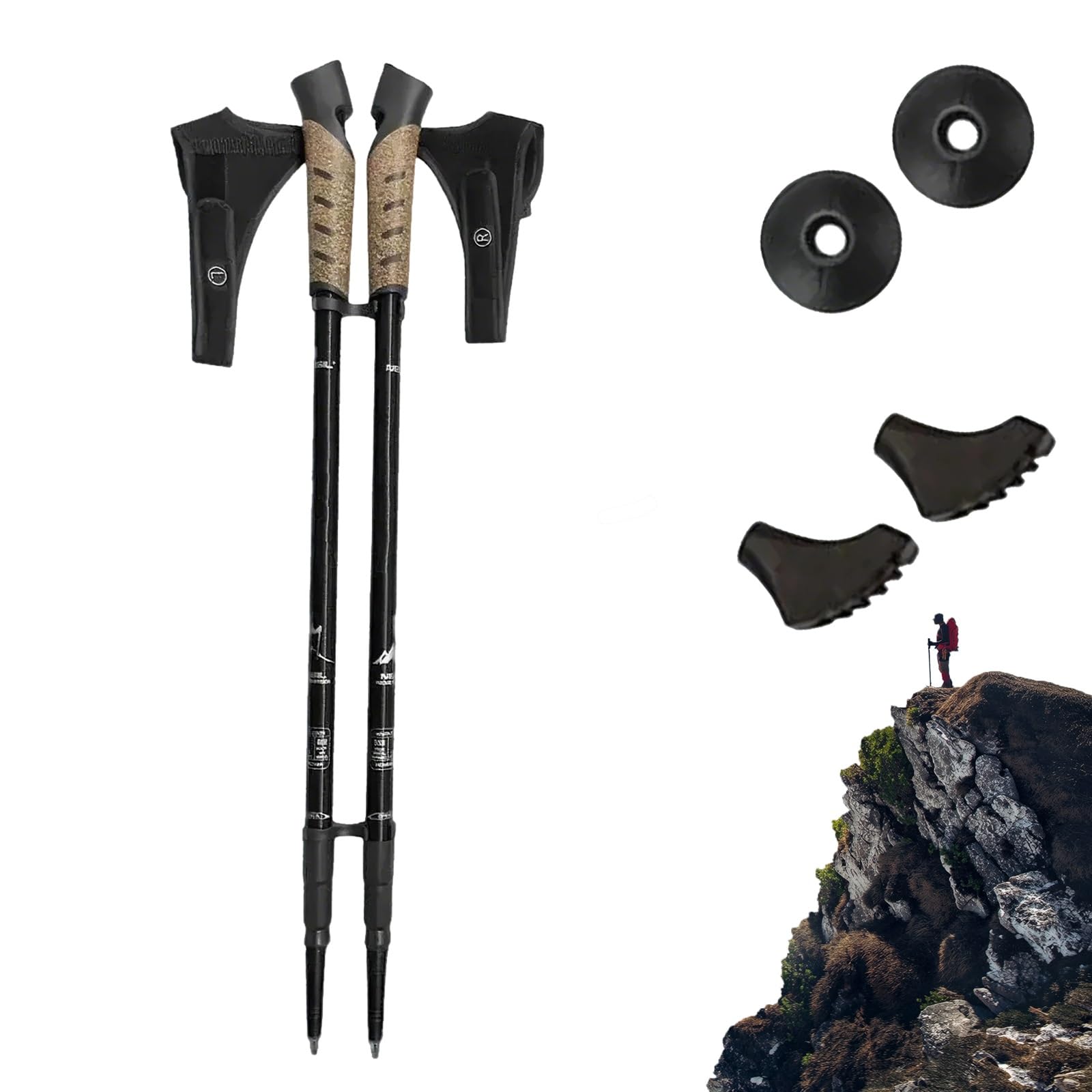 1 para lekkich, aluminiowych kijków do Nordic Walking Składane i regulowane wyposażenie turystyczne ergonomiczne