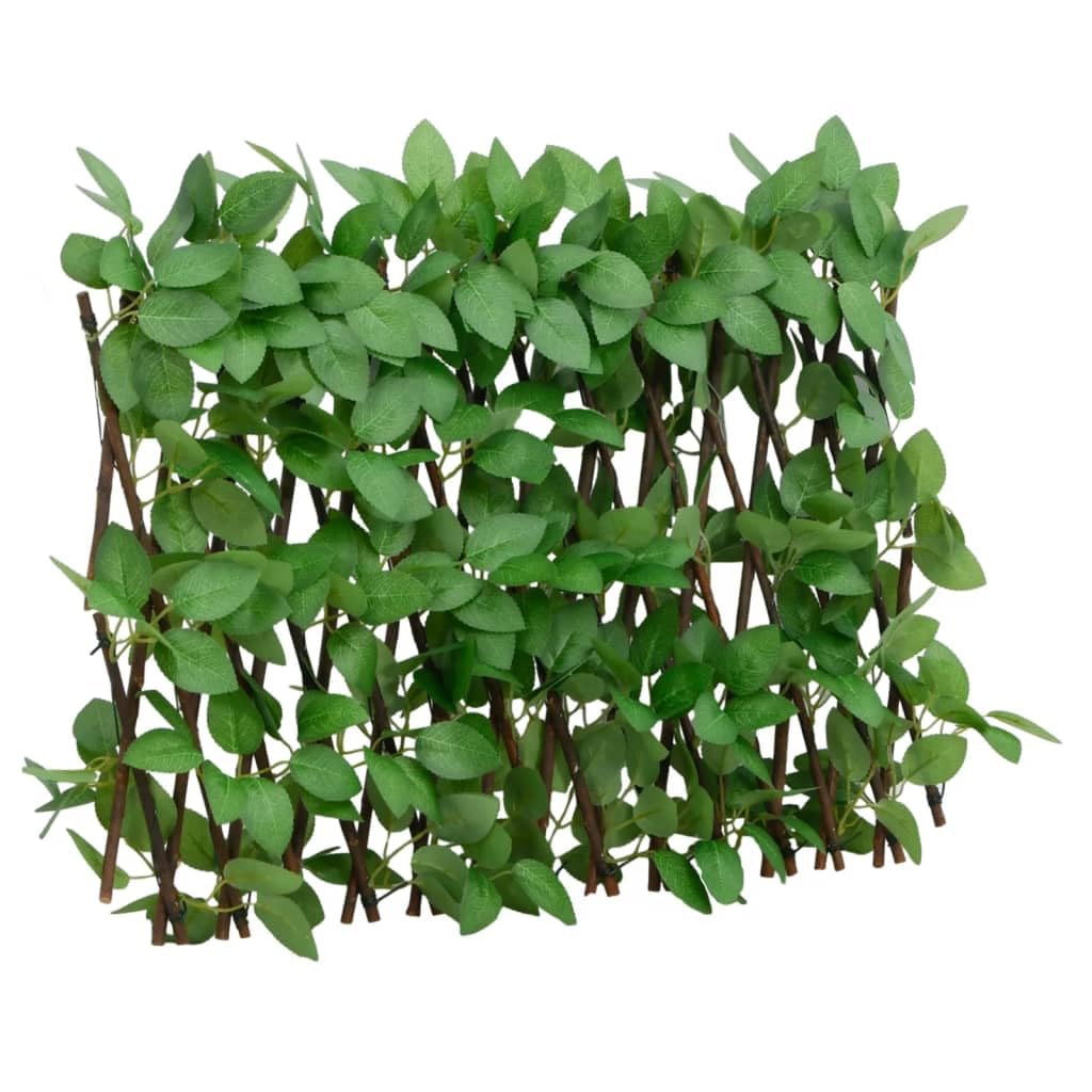 Enrejado con Hiedra Artificial, Extensible, PVC Y Madera, Celosías para Terraza Exterior, Celosía Extensible, Enrejado para Plantas Trepadoras, Color Verde, 20 x 40 cm A 180 x 30 cm