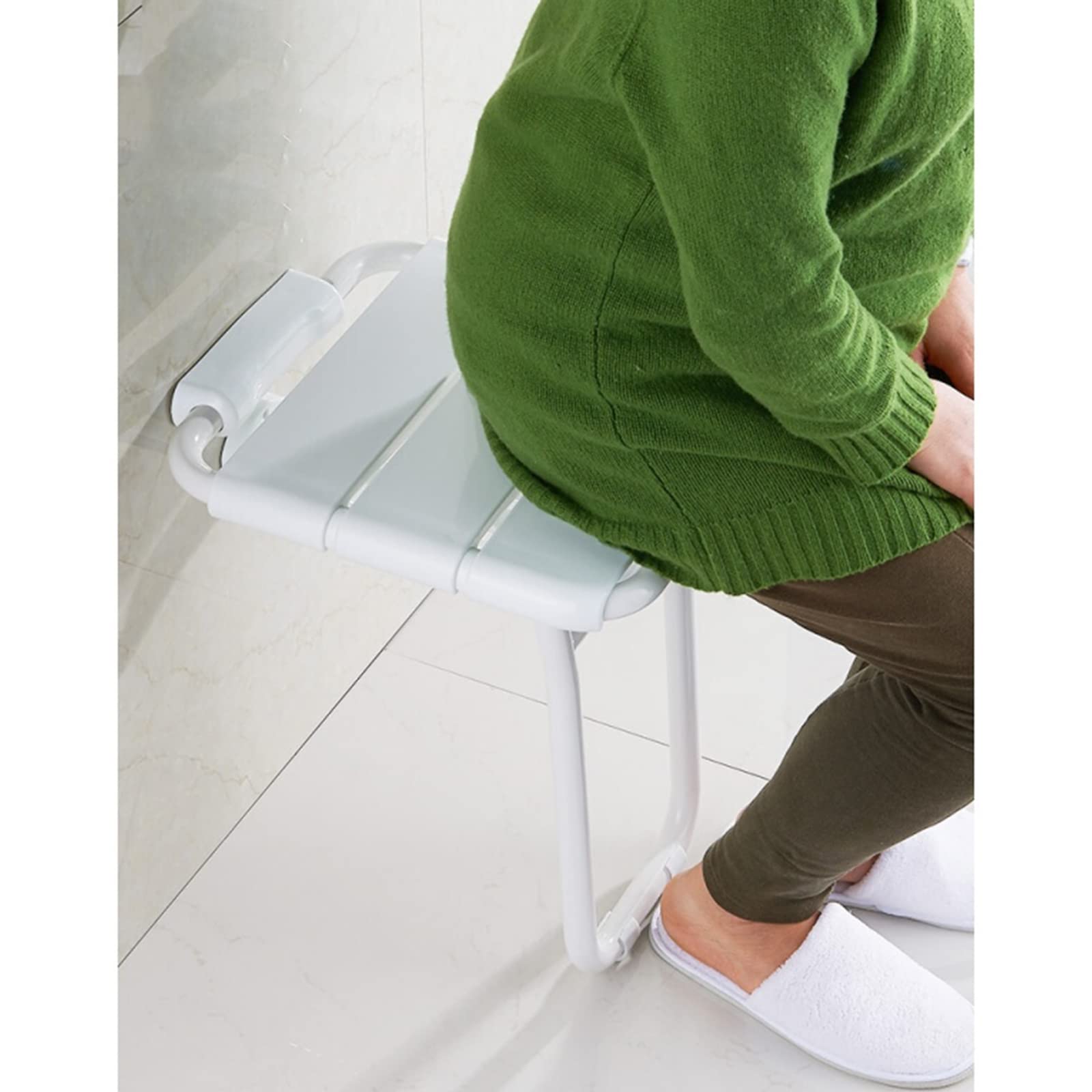 Taburete Ducha Antideslizante Plegable, Asiento de Ducha Abatible, Acero Inoxidable Sillas para Ducha Personas Mayores, Minusvalidos, Asiento Ducha Plegable Pared, Taburete de Baño Imp(Color:Yellow 1)