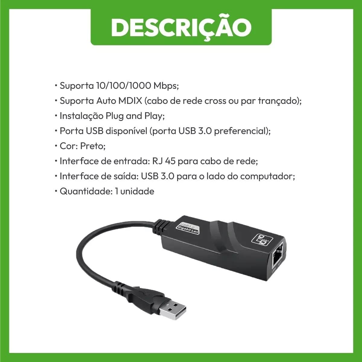 Adaptador de Rede USB 3.0 Gigabit Lan Ethernet: Testado por 7 dias