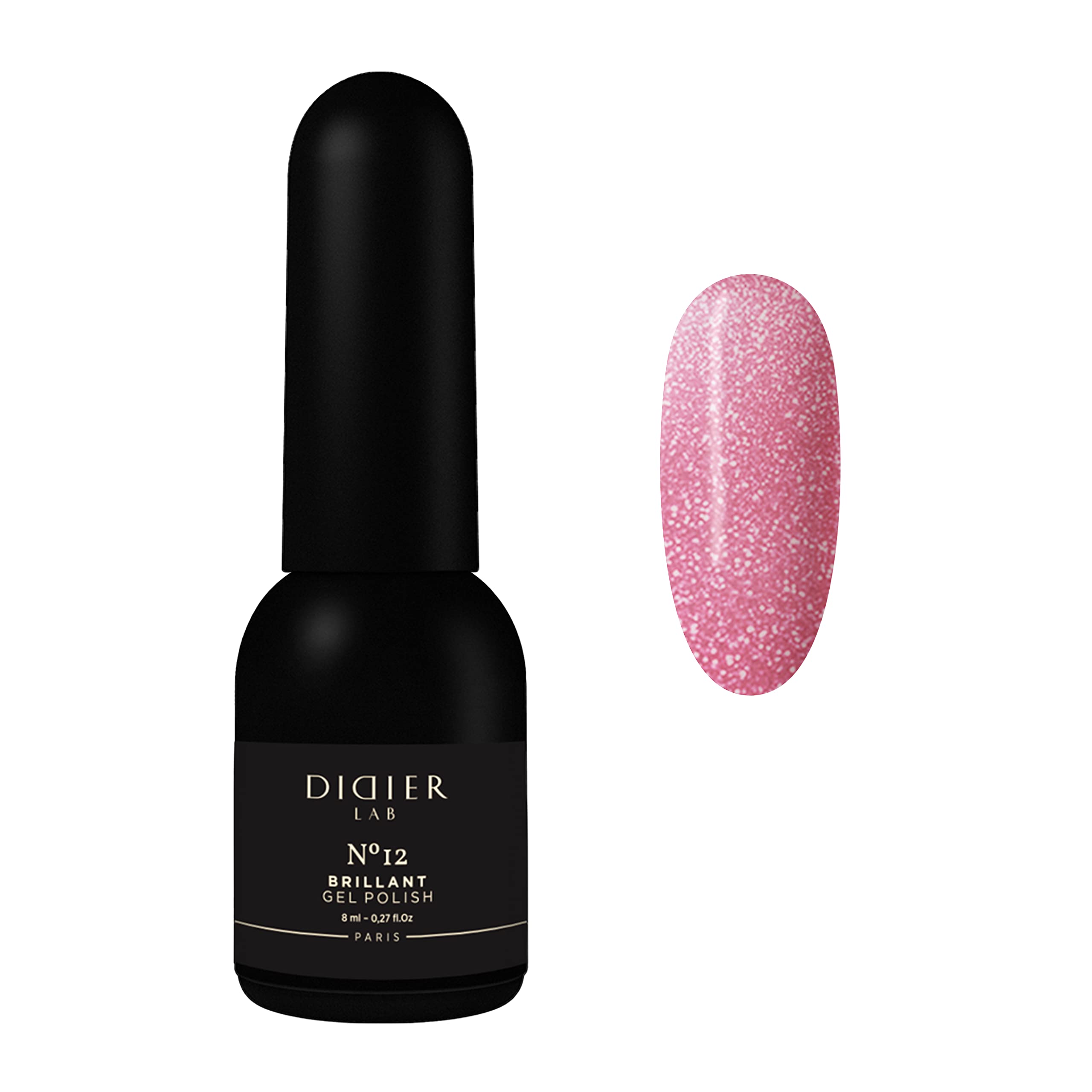 Didier Lab – Gel Polish Brillant No 12 – Professional Manicure Pedicure Nail Gel Polish with Sparkling Platinum Hue –Light Reflective Shimmer - Rich Pigment for Complete Nail Coverage – UV LED Lamps