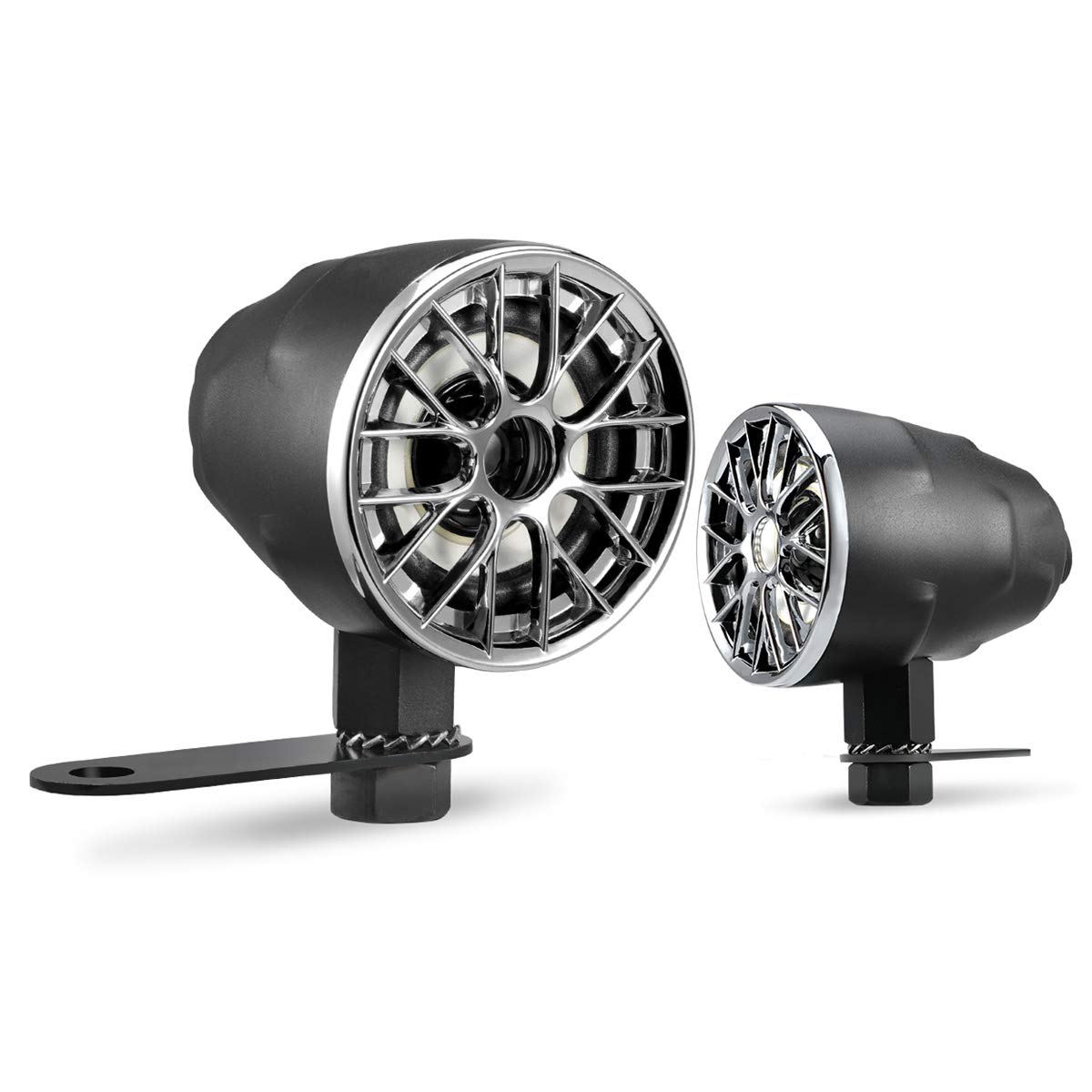 KSPEAKER S6BL Metal Motorcycle Inverted Mirror Bluetooth Speakers Audio System Built-in Amplifier, 2.5 Inch Waterproof Radio Mp3 Player, Great for Motorcycle, Scooter Bike,12 Volt Vehicle