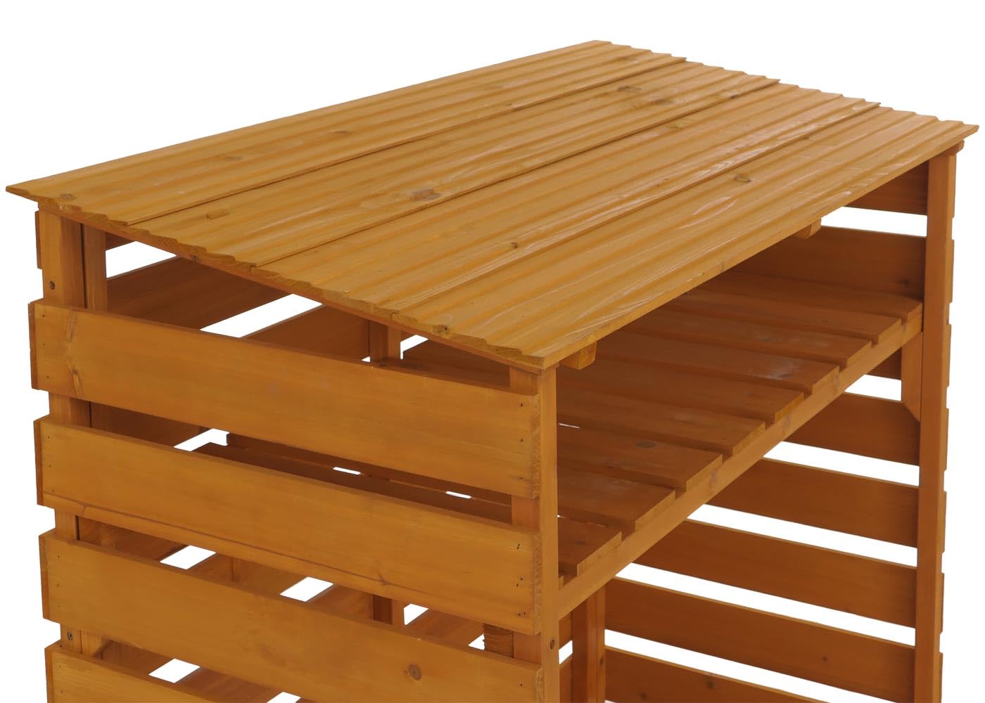 Mendler Brennholzlager HWC-Q16 121x122x61cm Holz - Natur | Kamin-/Feuerholzregal, Holzlager, Holzunterstand, Ablage, Tanne, FSC®