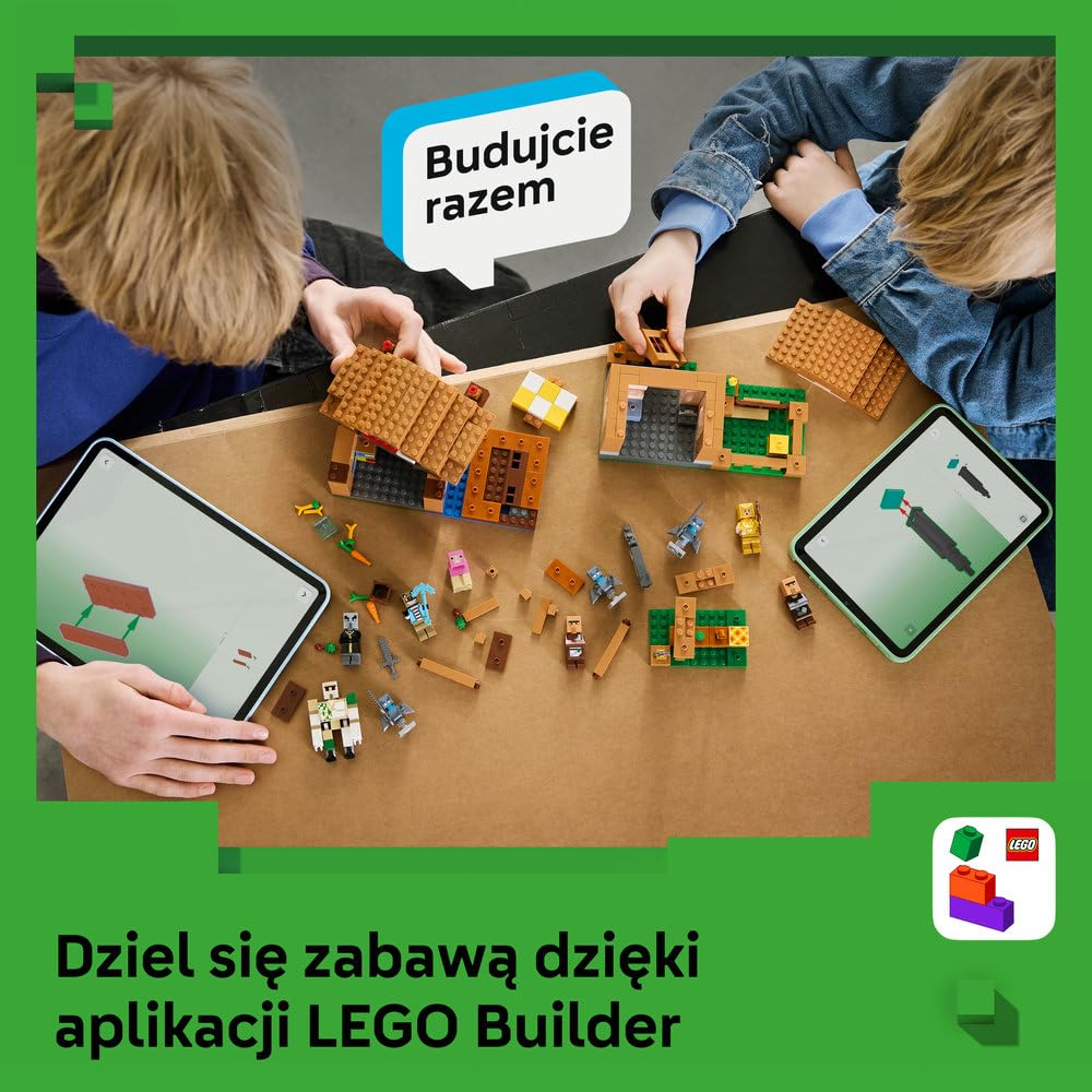 LEGO Minecraft Najazd przywoływaczy na wioskę 21596 | scenka Minecraft, zestaw akcji z gry, prezent dla fana Minecrafta 9+, 607 elementów