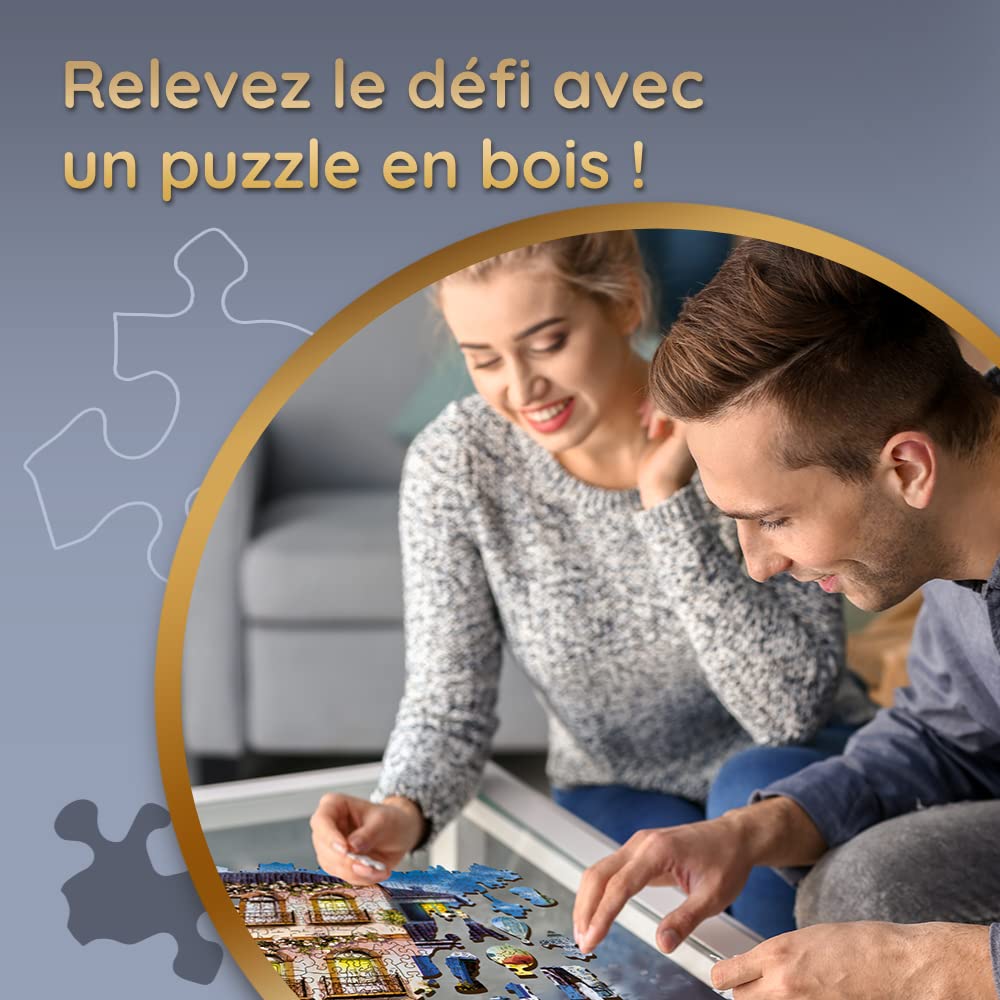Trefl - Puzzle en Bois, Palais De Westminster, Big Ben, Angleterre, Londres London - 500+1 Pièces, Artisanat en Bois, Formes Irrégulières, 50 Figures De Monuments Et Symboles Anglais