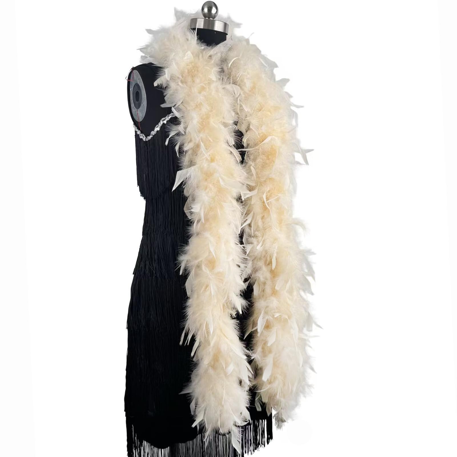 2 Yards 80g Turkey Chandelle Feather Boa for DIY Craft,Party Dancing Dress Up, Halloween Decoration