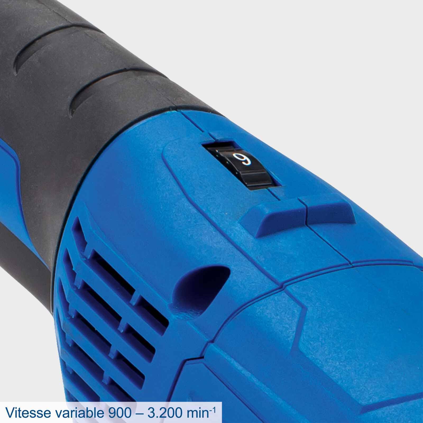 Scheppach Satineuse MRS1300 avec démarrage progressif et puissance de 1300 W | Avec brosse en laiton, bande abrasive et en nylon | Largeur de brosse : 100 mm avec diamètre de 120 mm | Vitesse