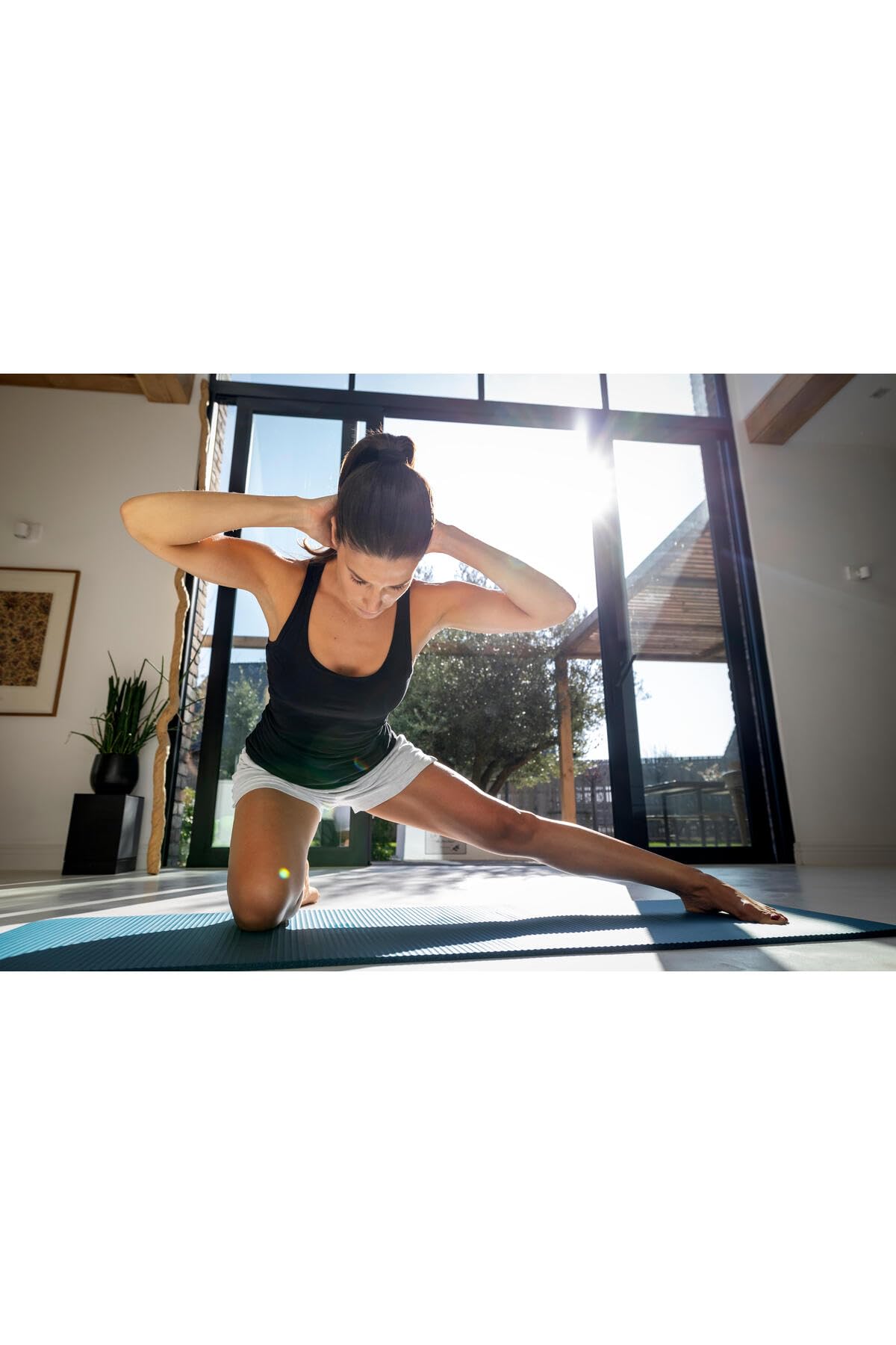 Tapis de sol pour pilates et gym douce - Solide et confortable - 160 cm x 55 cm x 10 mm - Poids 750 grammes - Couleur bleu