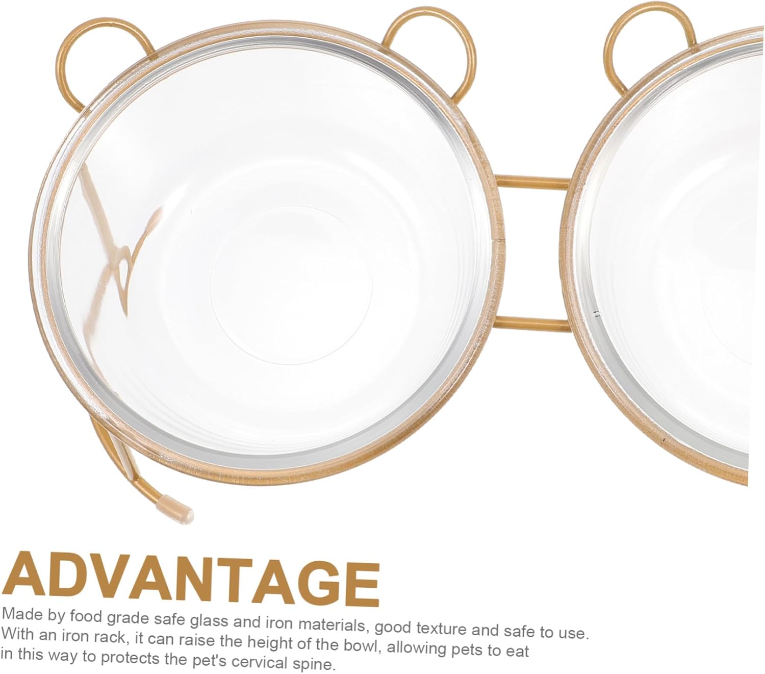 Glass Dog Bowl with Iron Stand Anti-Slip Elevated Pet Feeding for Dogs and Cats Easy-wash Food Bowls with Stable Holder Stylish Home Pet Dish