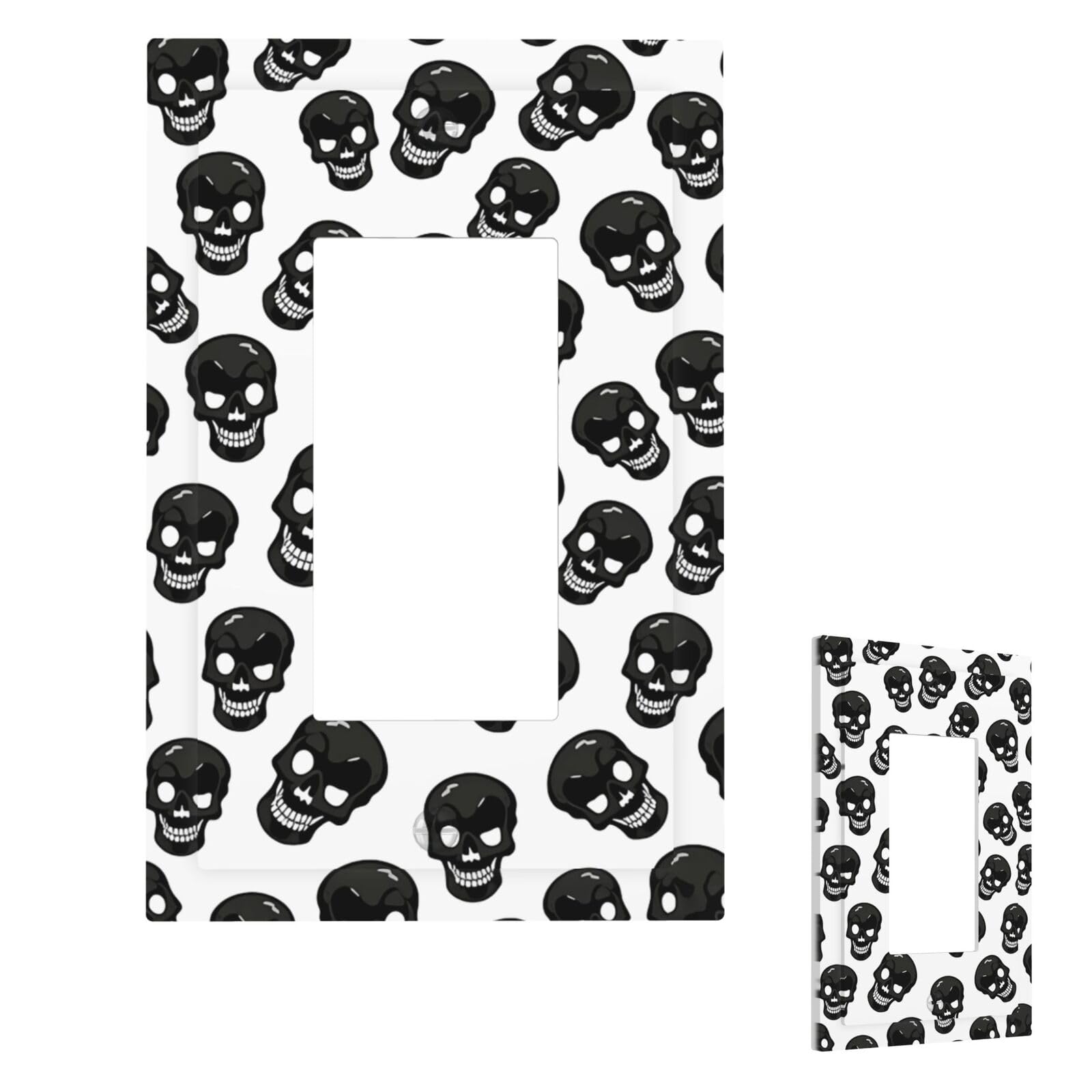 Fekiloot 1 Gang Skull Wall Plate Cover Modern Decorative Light Switch Cover Unbreakable Receptacle Outlet Covers For Living Room Bedroom Home Decor
