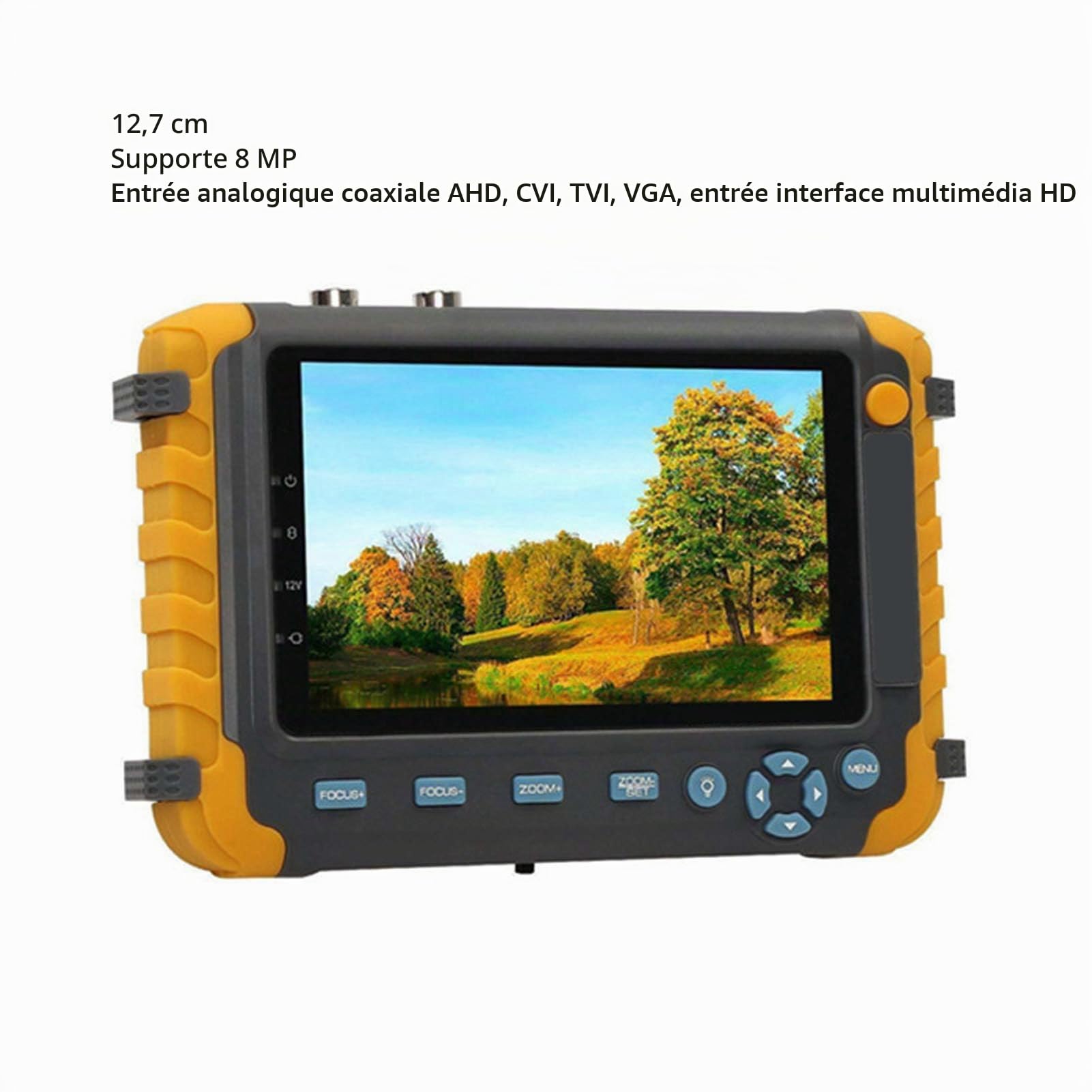 Testeur de Vidéosurveillance, Testeur de Caméra IP 5 Pouces 8MP, Testeur de Moniteur Vidéo Analogique Coaxial AHD TVI CVI avec Test de Câble UTP, Contrôle PTZ, Entrée VGA HDMI (Prise UE)