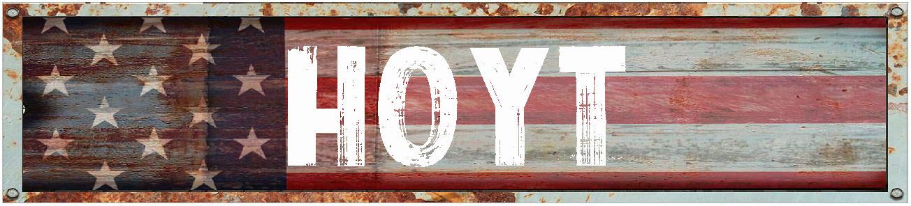 Hoyt 8" American Flag Patriotic Rectangle Paint Weathered Painted Metal Rustic Rusty Shaped Look Decal Bumper Sticker for use on Any Smooth Surface