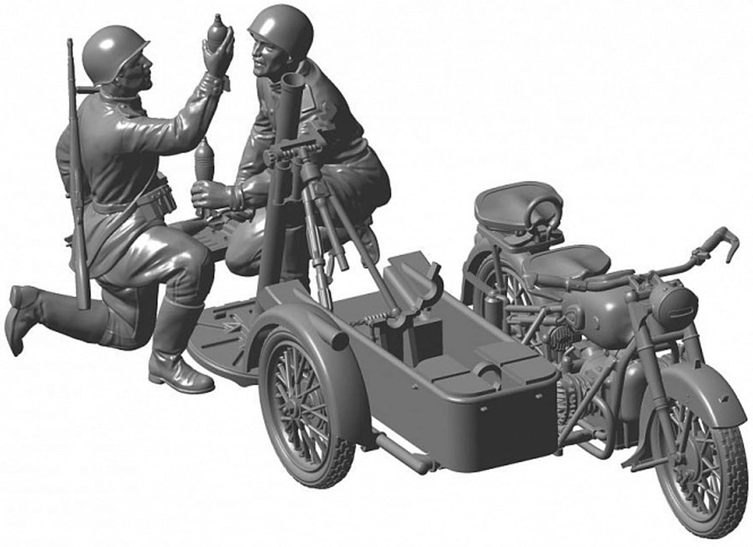Zvezda 500783651-1:35 WWII Russian Motorcycle M-72 with Mortar