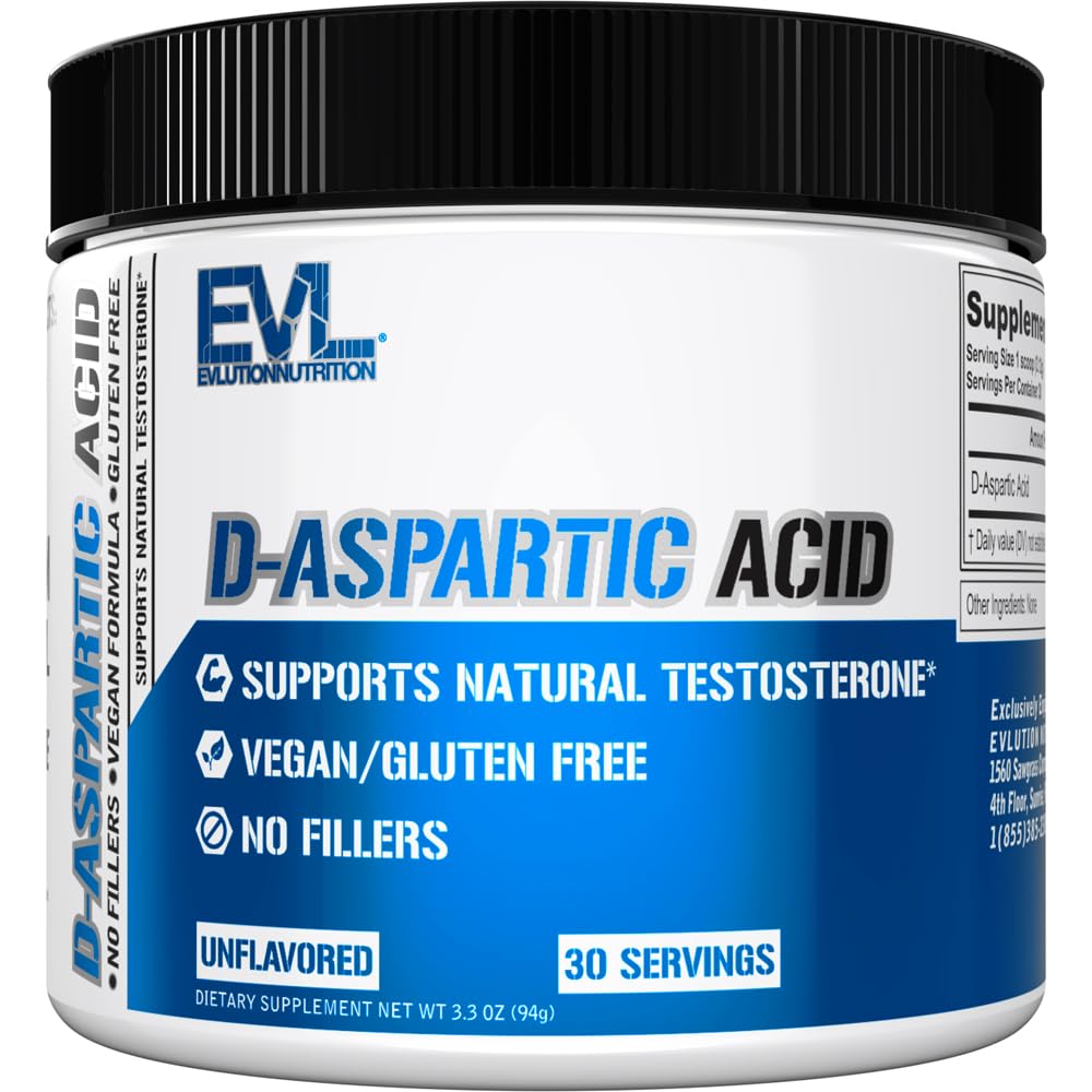 EVL D-Aspartic Acid Testosterone Support Powder for Men - Unflavored