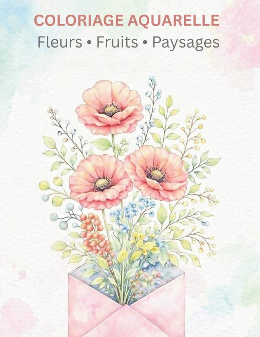 Livre de Coloriage Aquarelle : Fleurs, Paysages et Fruits: Livre de coloriage aquarelle pour adultes et adolescents avec fleurs, fruits et paysages – ... anti-stress, créativité et art thérapie