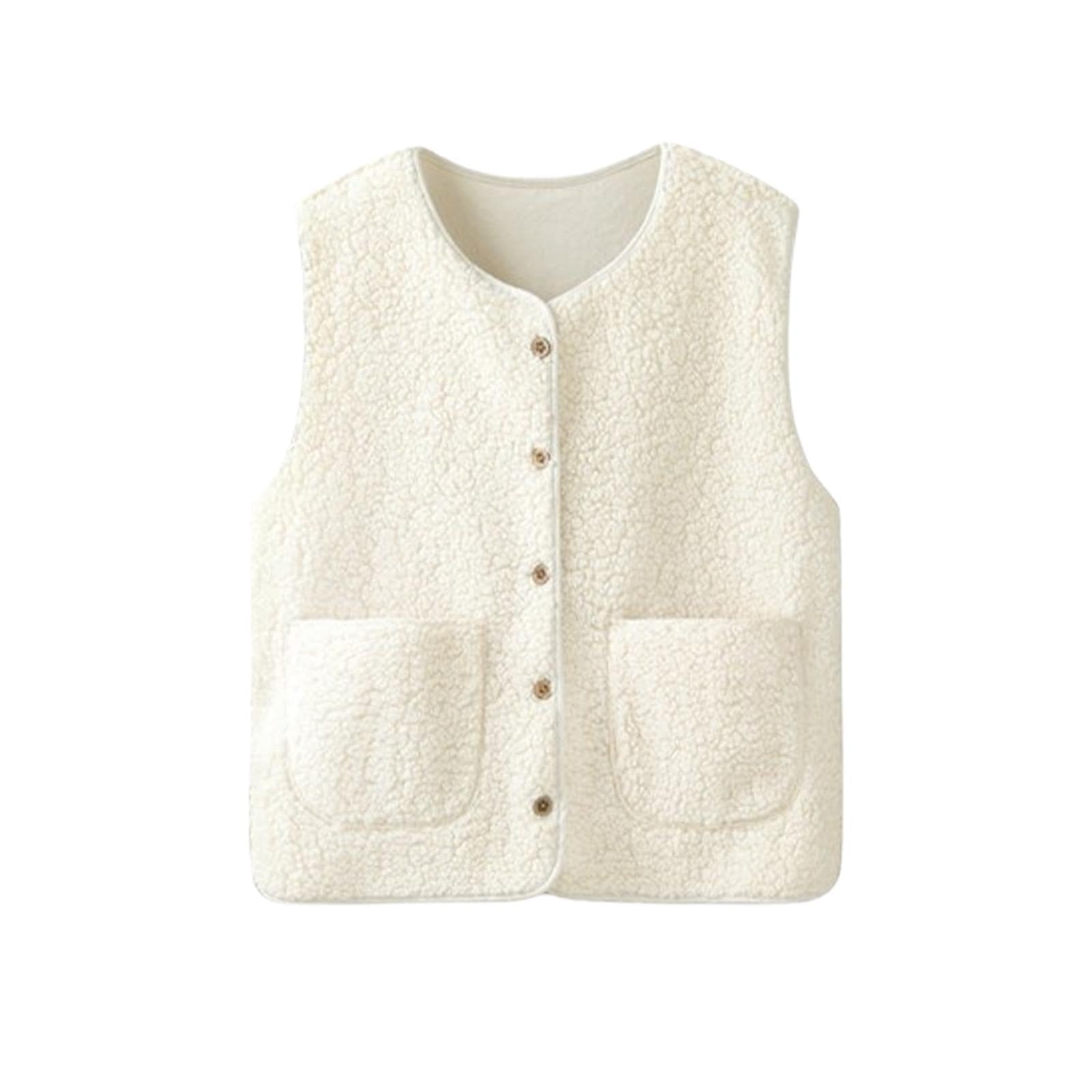 nivaa Womens Fleece Vest Soft Comfortable Warm Sleeveless for Autumn Spring Beige-picture-38