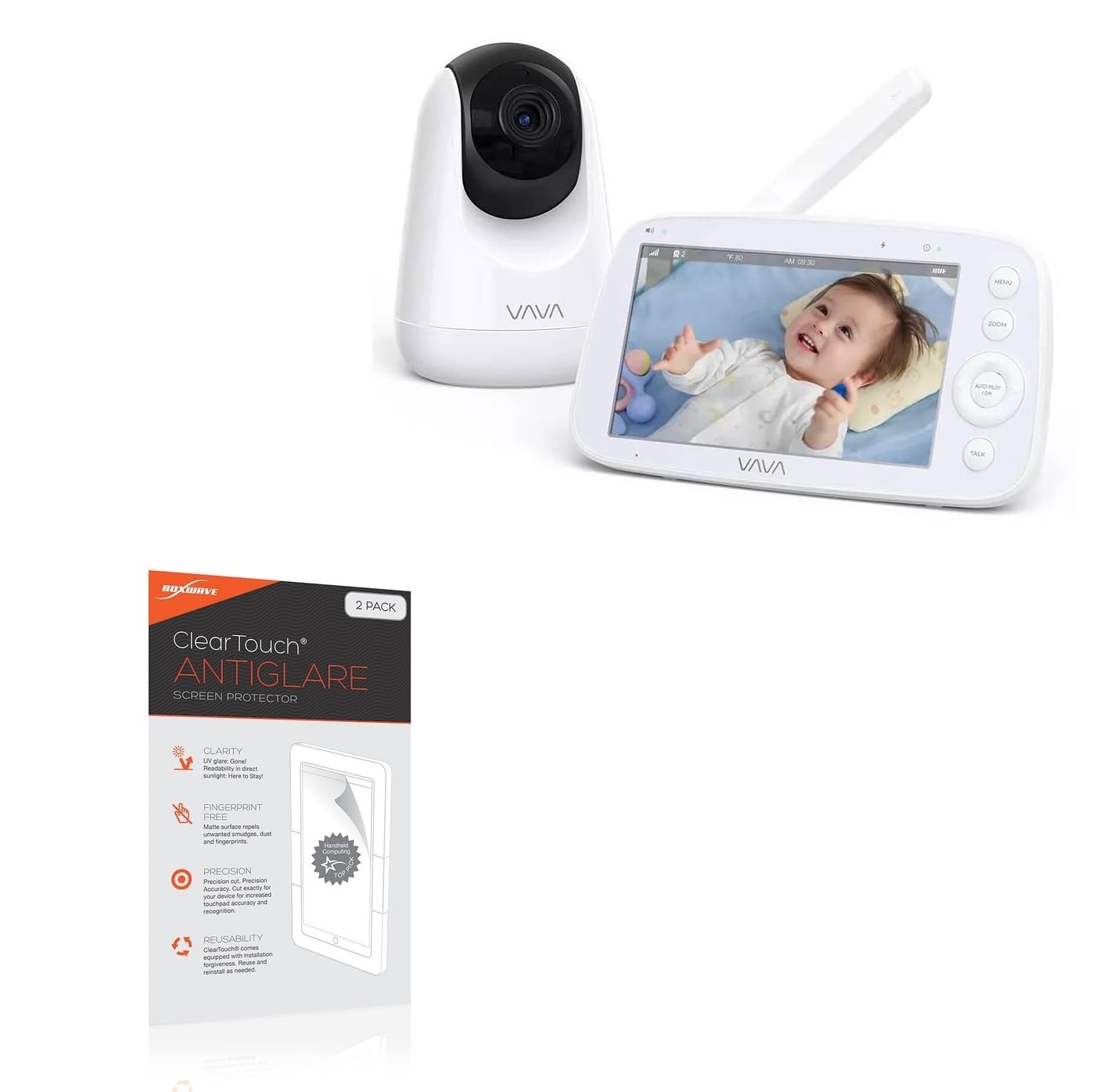 BoxWave Screen Protector Compatible with VAVA 720P Video Baby Monitor (with 5 in HD Video Display) - ClearTouch Anti-Glare (2-Pack), Anti-Fingerprint Matte Film Skin