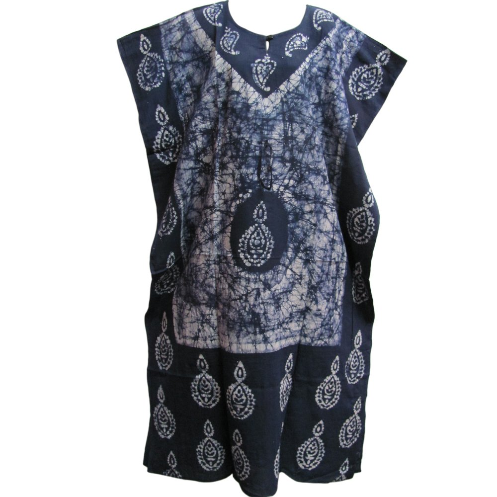 Indian Cotton Batik Paisley Floral Bohemian Long Caftan/Kaftan Dress No8