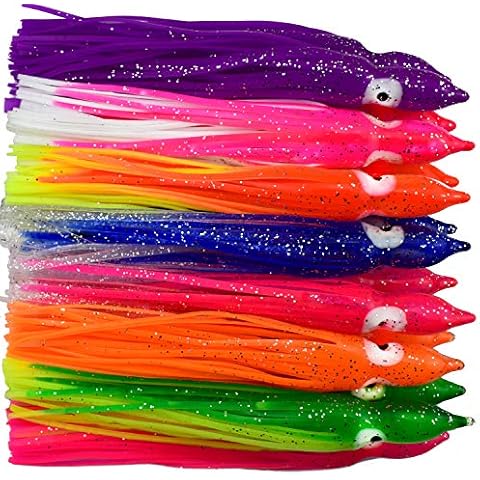 Fishing Lures Squid Skirts Octopus Random Color Soft Lure Trolling Set (30pcs 15cm/6in) Cover