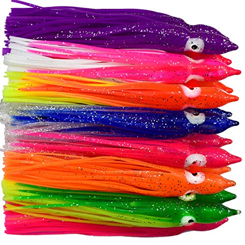 Luengo 30pcs 7.5cm/9cm/12cm Multicolour Soft Plastic Octopus Lures Hoochie Squid Skirt Lures Trolling