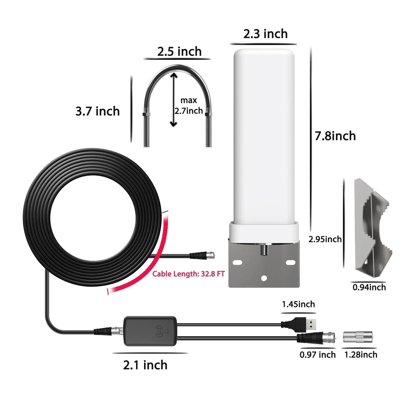 Antenna TV Digitale HD Ad Alte Prestazioni, Amplificatore Di Segnale A Lungo Raggio For Esterni, Canale Gratuito 4K 1080P For ATSC/DVB-T/DMB-T/ISDB-T Copertura più ampia