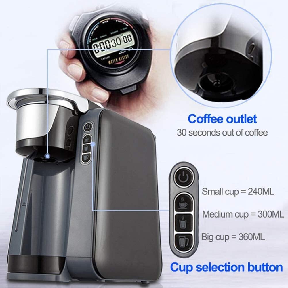Cafetera, K-Cup Cápsula Máquina de café 3Bar Cafetera automática Taza Grande Té de Leche automático Máquina de Bebidas Calientes Máquina Comercial Todo en uno (Color : Red)