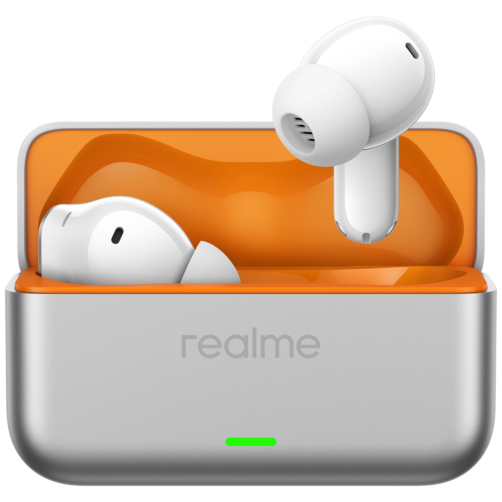 realme Buds T500 Pro Auricolari Bluetooth Wireless, Cancellazione del rumore (ANC), Driver da 12,4 mm, Batteria da 56 ore, Traduzione AI,Type-C, Controlli tattili, IP55, Design Candy Box, Argento