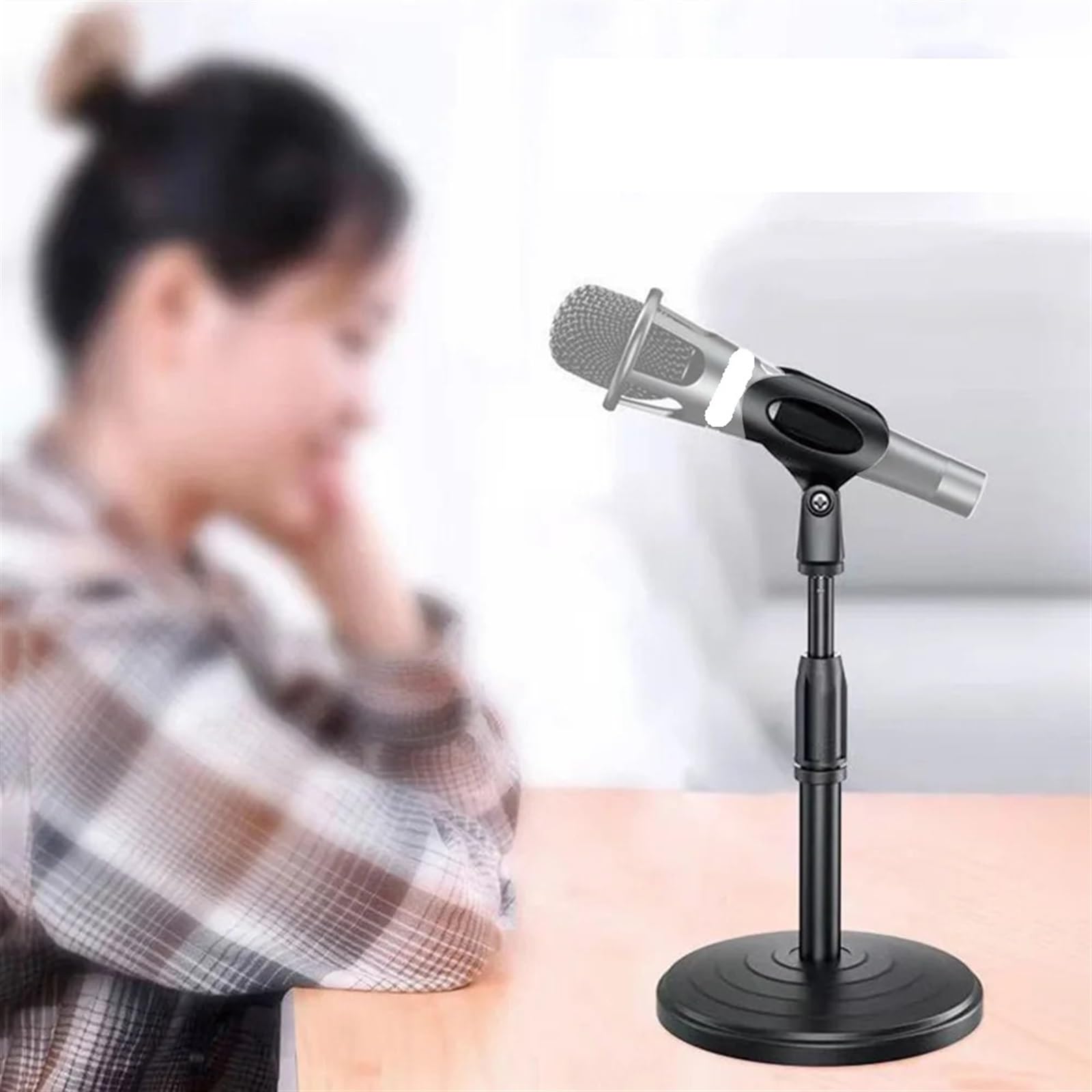 Socle de Bureau rétractable for Microphone, Disque de Bureau, Support de Microphone for Streaming en Direct, Supports de Bureau pour Le Chant，La Parole