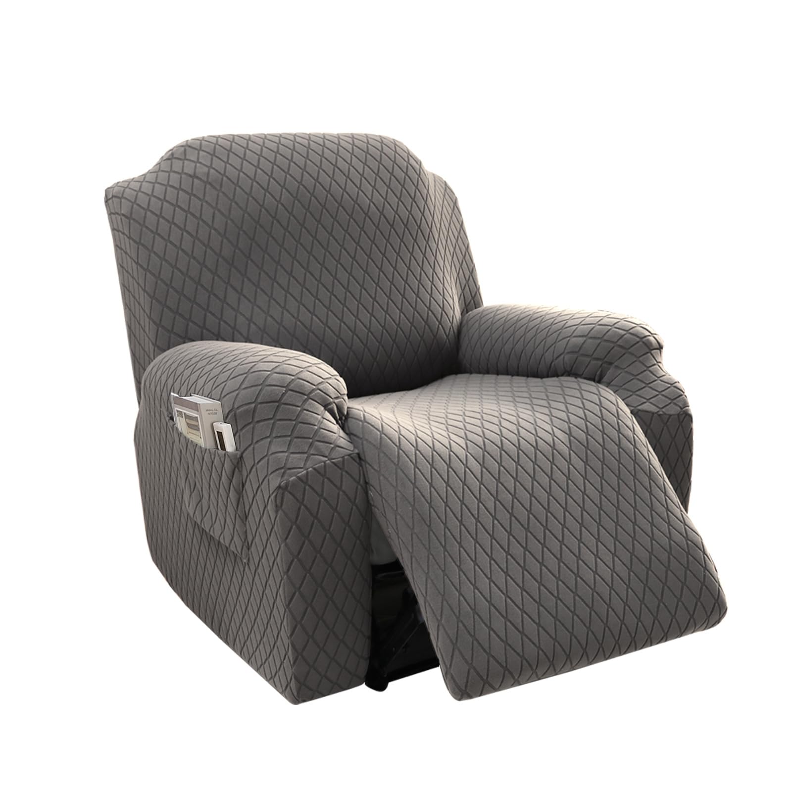 FBKPHSS Copripoltrona Fodera per Poltrona, Coprisedile Poltrona Reclinabile per Chivas con Tasche Lavabile Tessuto Elasticizzato Jacquard Lavabile in Lavatrice,Taupe,Single Seat