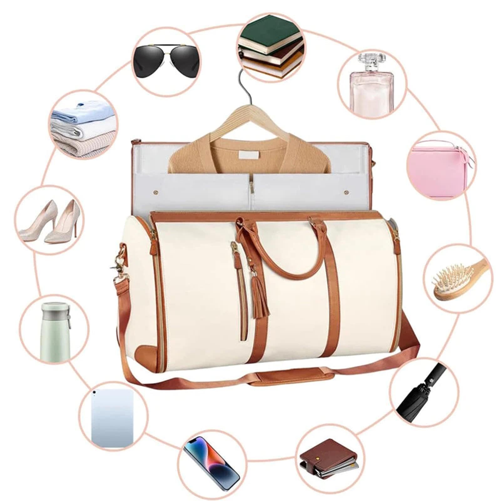 Kleider-Seesack, umwandelbare Handgepäck-Kleidertasche, atmungsaktive Anzug-Tragetasche, wasserdichte Reisetasche mit Schuhbeutel, 2-in-1-Anzugtasche zum Aufhängen, Flugtasche, Wochenendtasche
