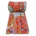 Rajasthali Indian Cotton Bedspread King Size Floral Print Kantha Stitch, 90 X 108 Inches