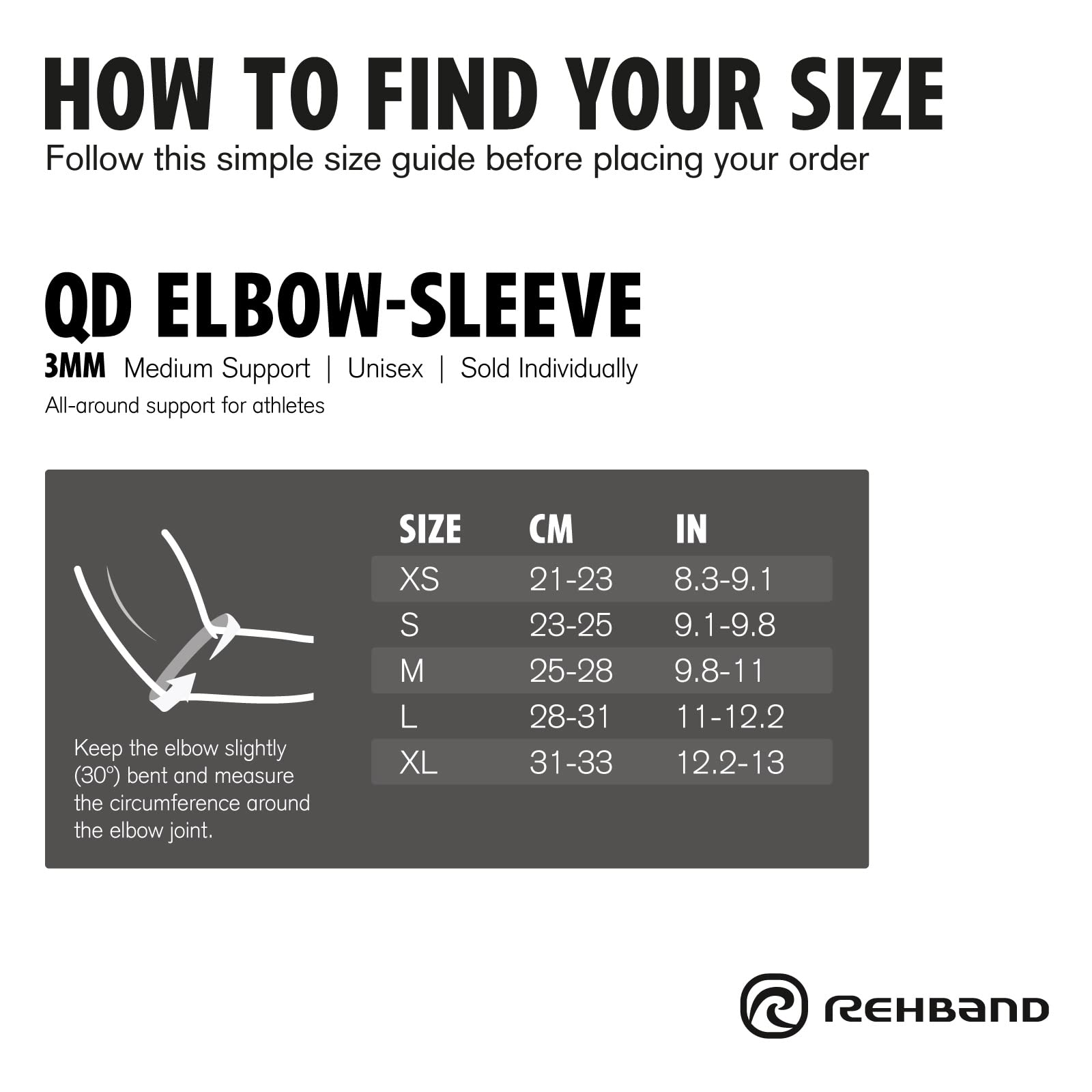 Rehband Qd Elbow Sleeve 3mm, Tutore per Gomito. Unisex Adulto