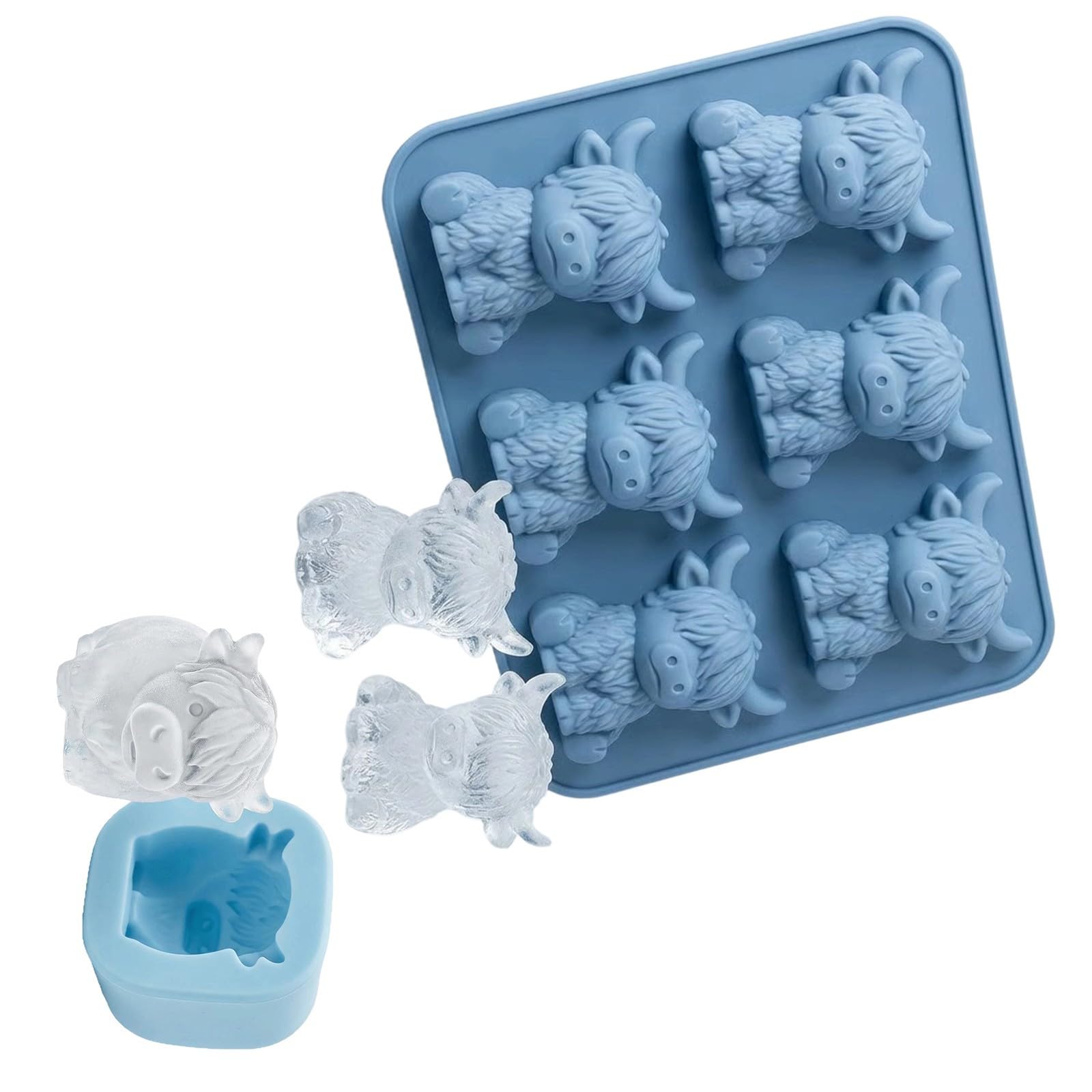 Xjdzineq Cattle Silicone Ice Cubes for Cocktails Fun Fast Freezing Flexible Easy Releases Kitchen Accessories Cattle Ice Cubes