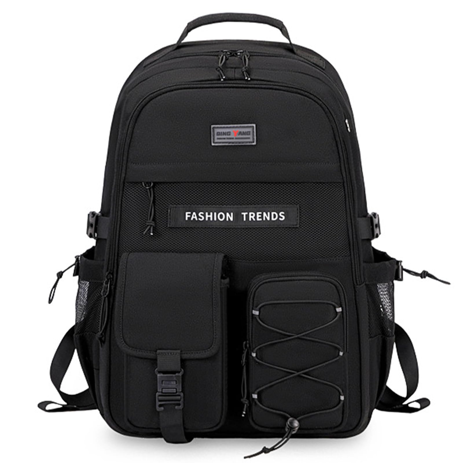Lohol Multi-Pocket Backpack with 15 6 inch Laptop Compartment Water Resistant Bookbag for School College and Travel Black