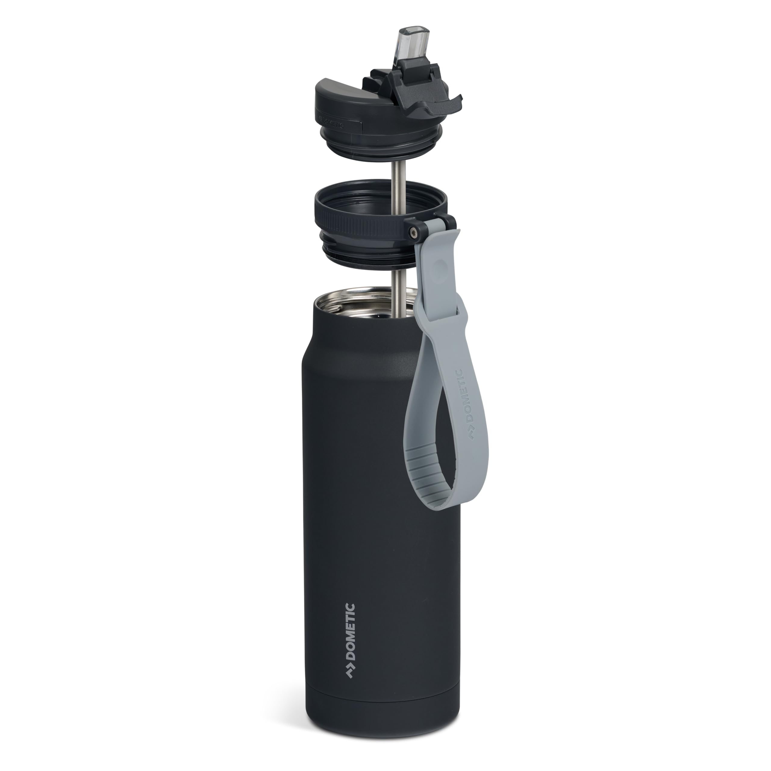 Dometic 34 oz Insulated Sip Bottle | Stainless Steel Drinkware with Covered Sip Straw Lid | Slate