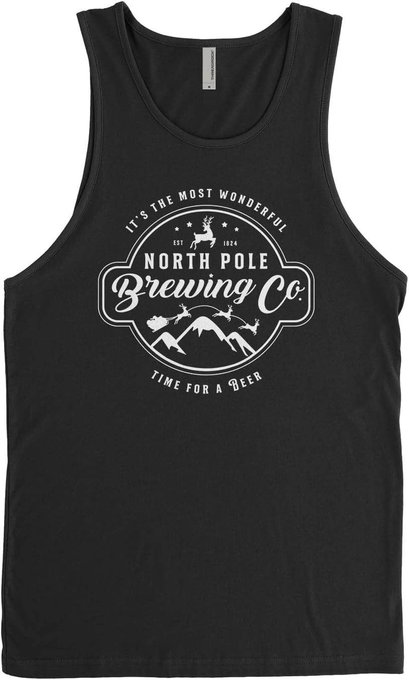 Threadrock Men's North Pole Brewing Co Faux Brewery Logo Tank Top