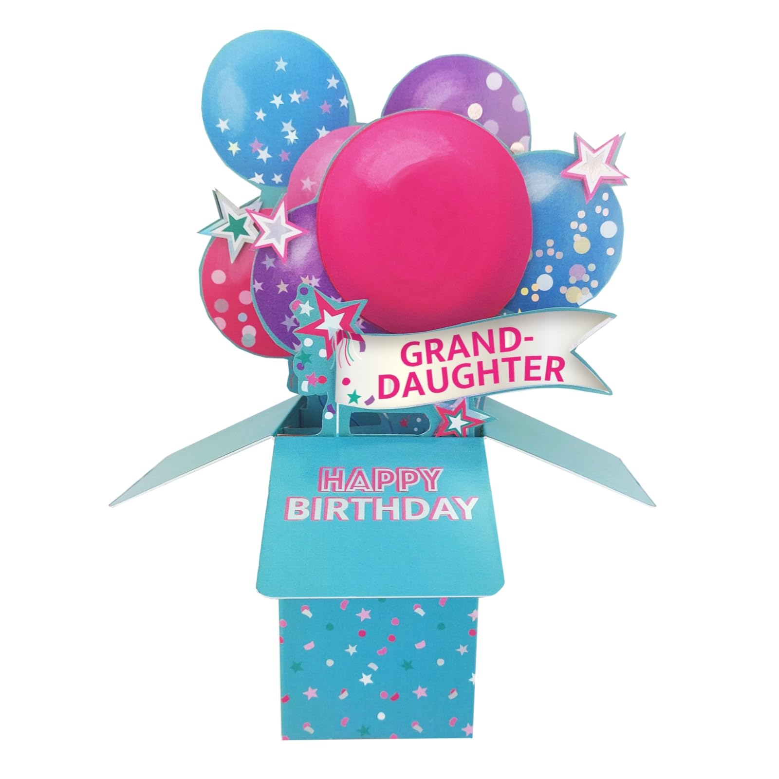 Clever Cubes Granddaughter Pop Up Birthday Card For Her 3D Cube Card - Clever Cubes - By Second Nature - 3D Design, Vibrant Colours, Personal Wishes, Cherished Keepsake, Memorable Gift, For Grandchild